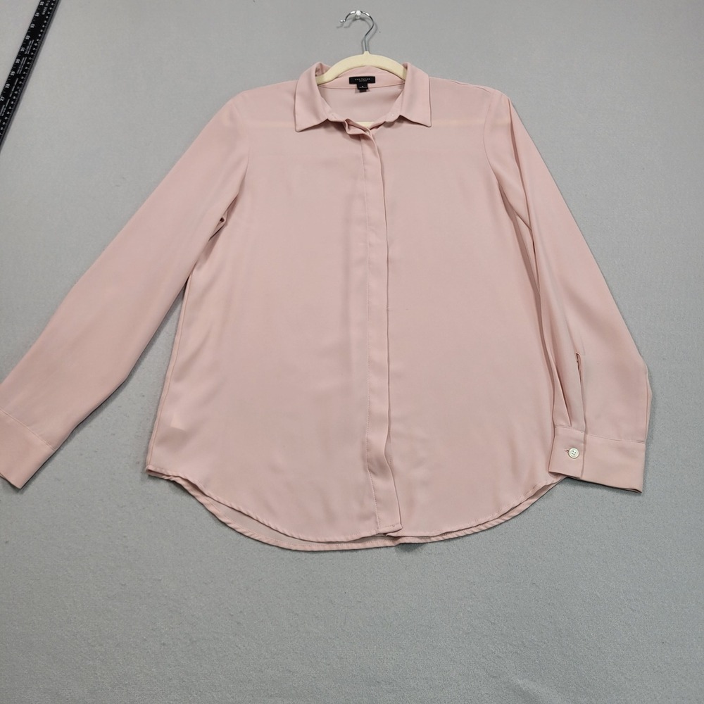 Ann Taylor Factory Womens Pink Long Sleeve Button Up Blouse Medium 531270
